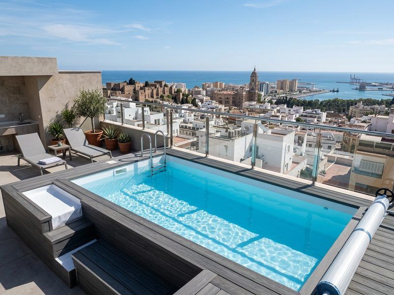 Piscina en terraza ático con liner armado en Málaga capital